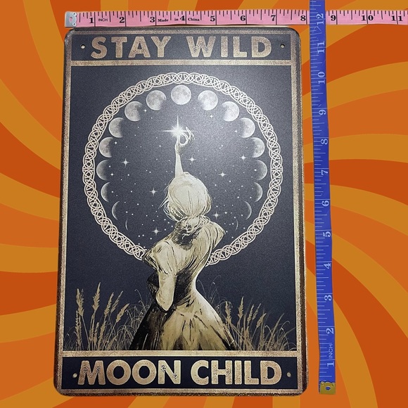 Stay Wild Moonchild Metal Sign - Witchy Wiccan Moon Phases Mysterious Fun - Picture 3 of 3